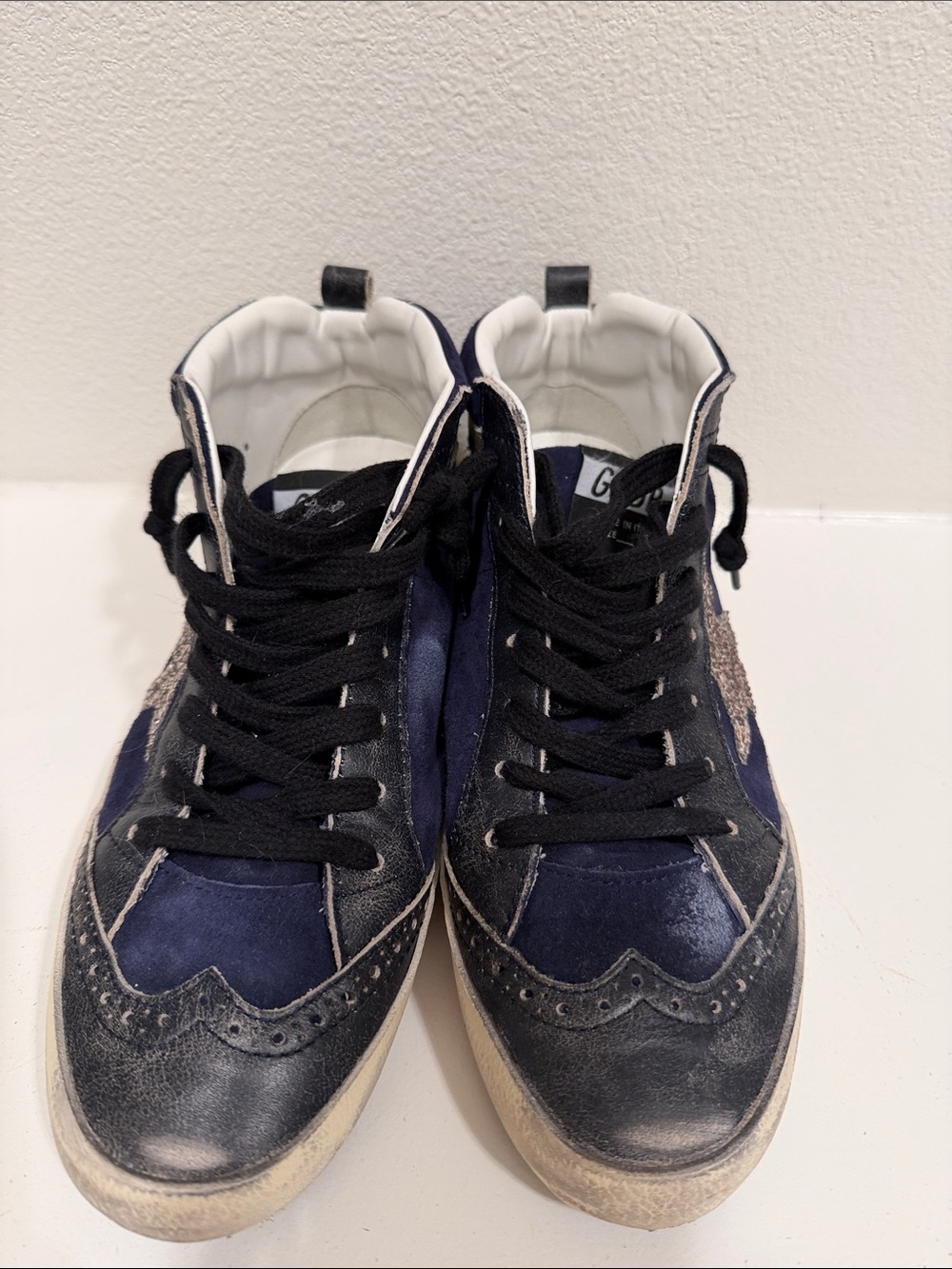 Golden Goose Navy and Black Mid Star Sneakers 38